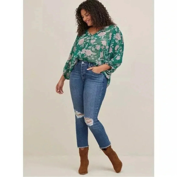 Torrid Chiffon Lurex Button-Up Blouse - Picture 2 of 8